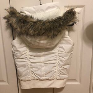 American Rag white vest with faux fur collar.